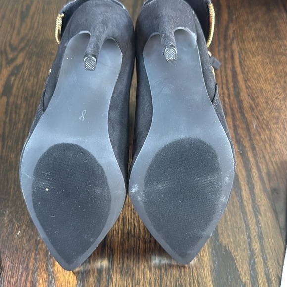 🔵 Shoe Dazzle Western Vibe Black Suede & Faux Snakeskin Ankle Boot Sz 8 - Picture 8 of 10